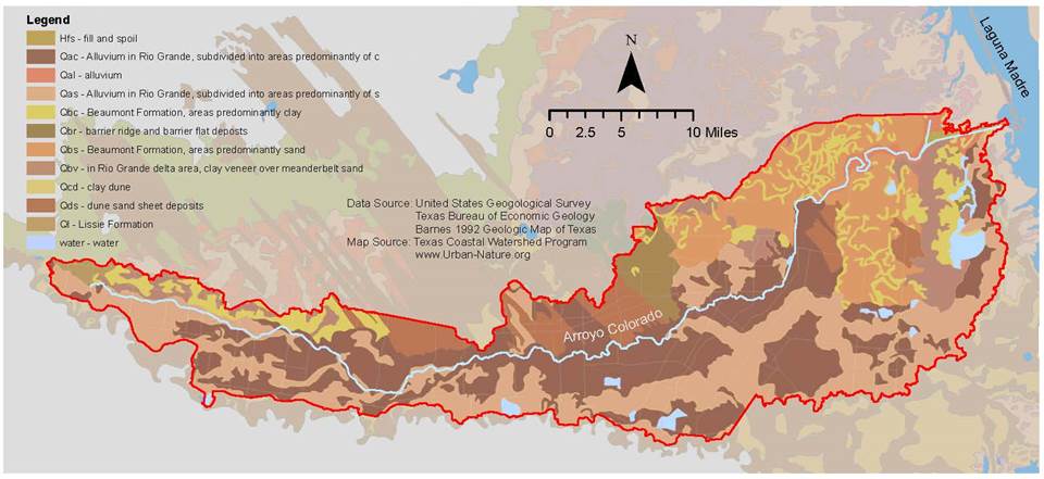 Figure 2.3. Surface geology in the Arroyo Colorado watershed (Arroyo Colorado WPP 2007)