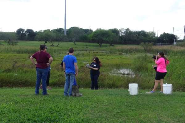 High School Students Collecting Water Samples To Test The Water