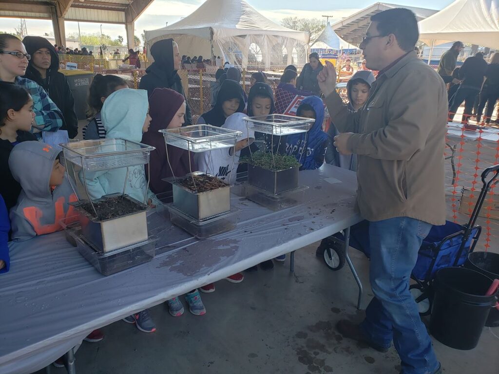 Victor Gutierrez, AgriLife Extension Associate, speaking at the 2020 Coastal Expo, a 2-day outreach program for kids across the RGV to demonstrate the importance of keeping water systems clean and ecosystems healthy.