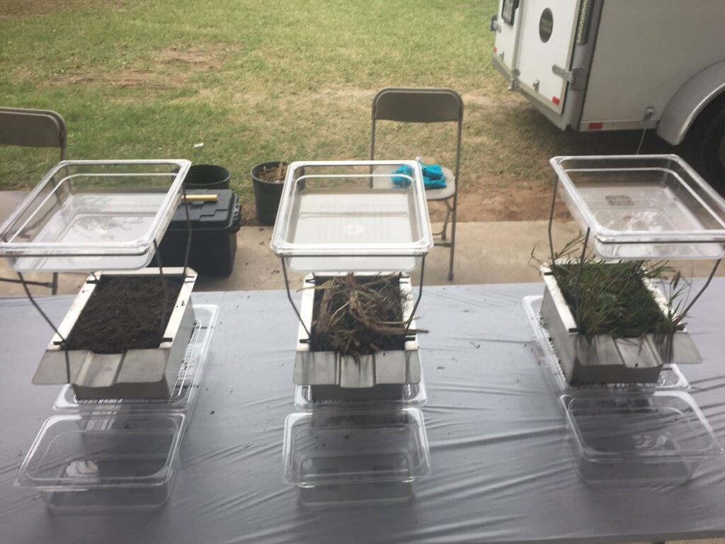 Rainfall simulators at the 2020 Coastal Expo.